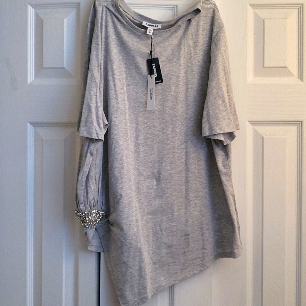 Express Grey asymmetrical tee